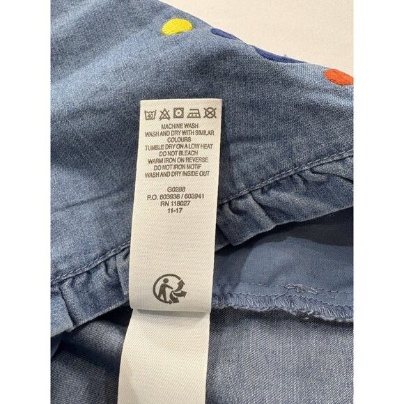 Mini Boden Girls Denim Embroidered Floral Pull On Chambray Shorts Size 7 - Picture 5 of 5